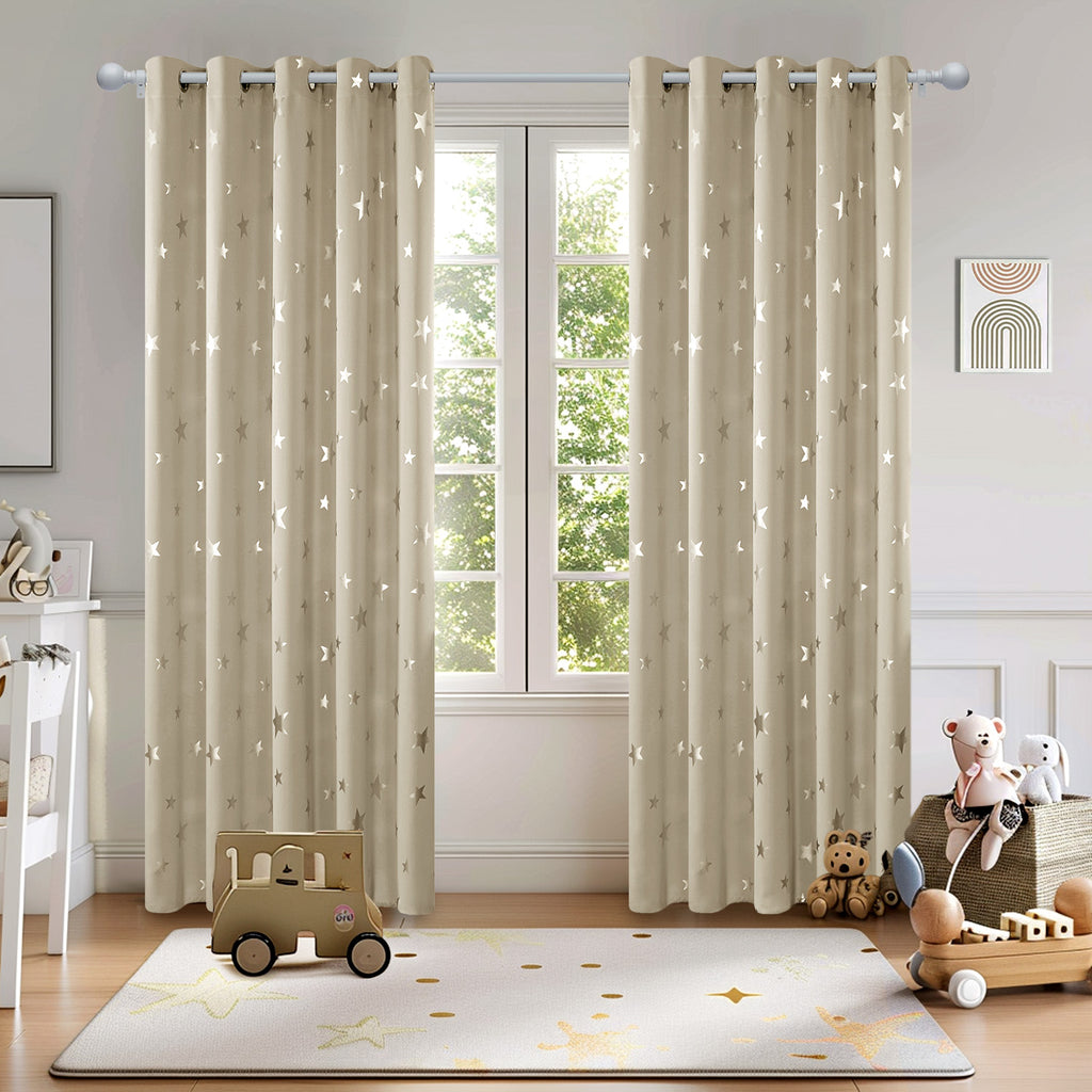 Deconovo Blickdicht Gardinen Verdunkelungsvorhang Sterne, 2er Set – Deconovo DE