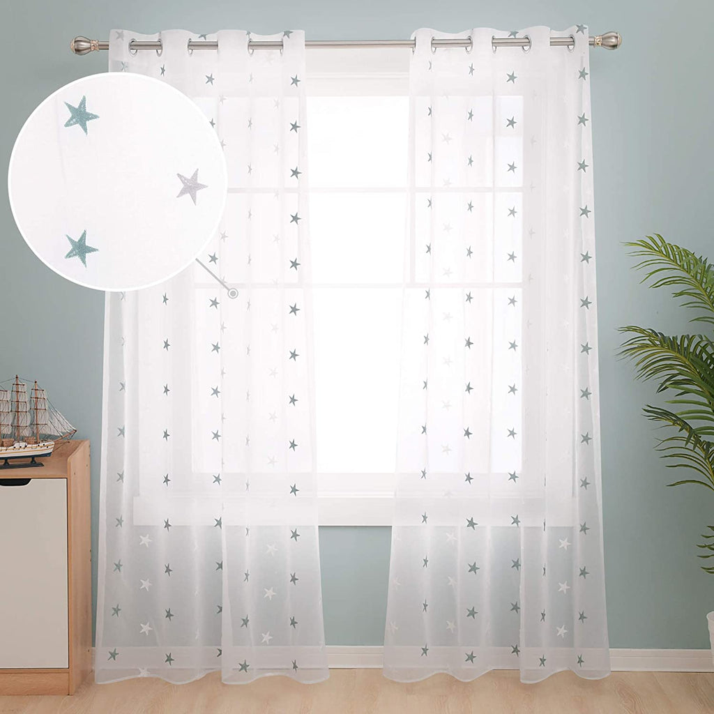 Deconovo Voile Vorhang Mit Ösen Gardinen Dekosachals Stern Mit Sticker – Deconovo DE