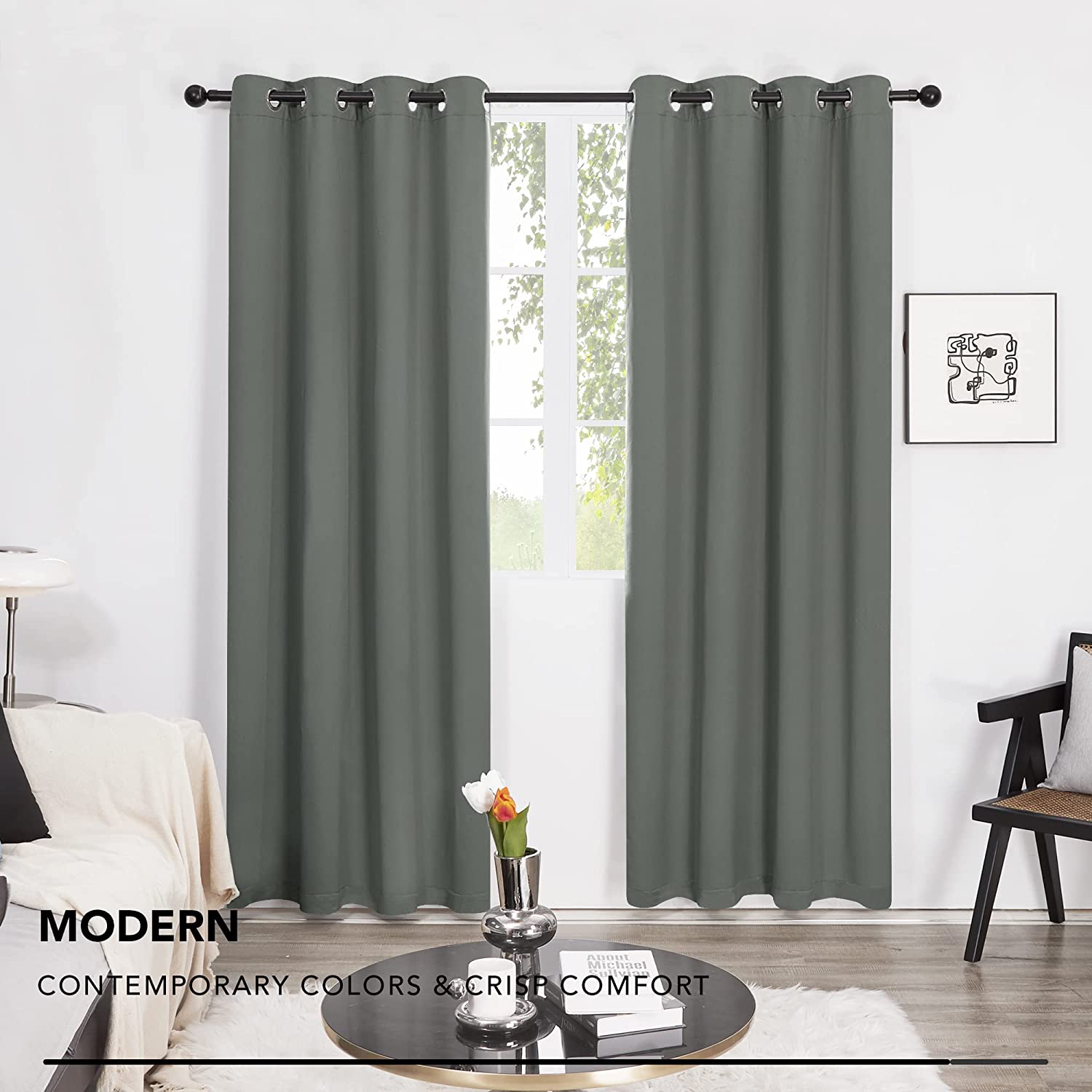 Deconovo 100% Blickdichter Vorhang mit Ösen Dekorativ Gardinen Fenster – Deconovo DE