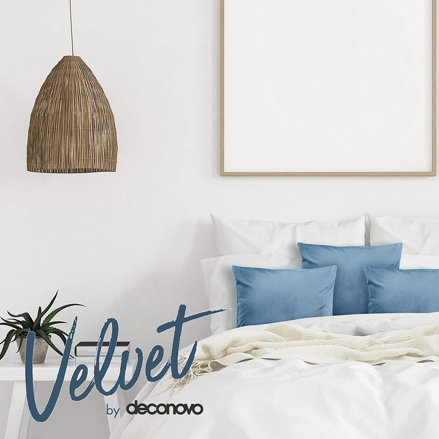 Deconovo Samt Kissenbezug 45x45 Cm 2er Set - Weiche Dekokissen Für Wohnzimmer Sofa